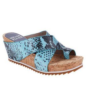 NEW  Donald J. Pliner Sisu Leather Toe Loop Platform Wedge TURQUOISE SNA…
